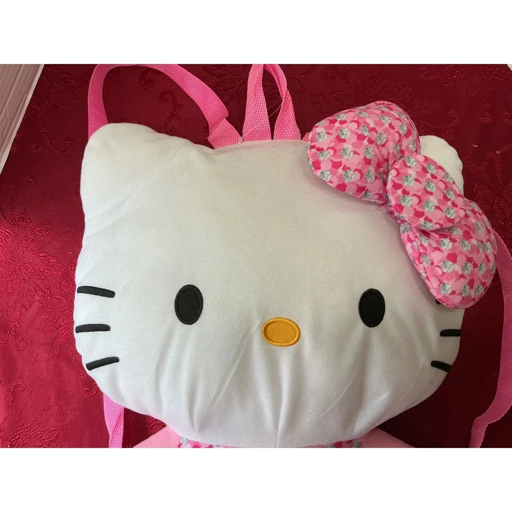 Hello Kitty Plush Backpack Pink Floral Jumper Sanrio Stuffed Animal Bag 18 inch